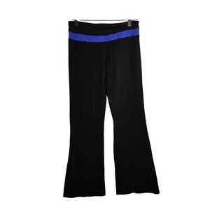Lululemon Black‎ Flare Leg Yoga Pants Blue Waistband Size 6 Athletic